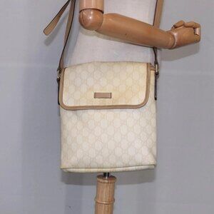 GUCCI GG Supreme Shoulder Bag PVC Beige Gold 223666 Auth 108900
